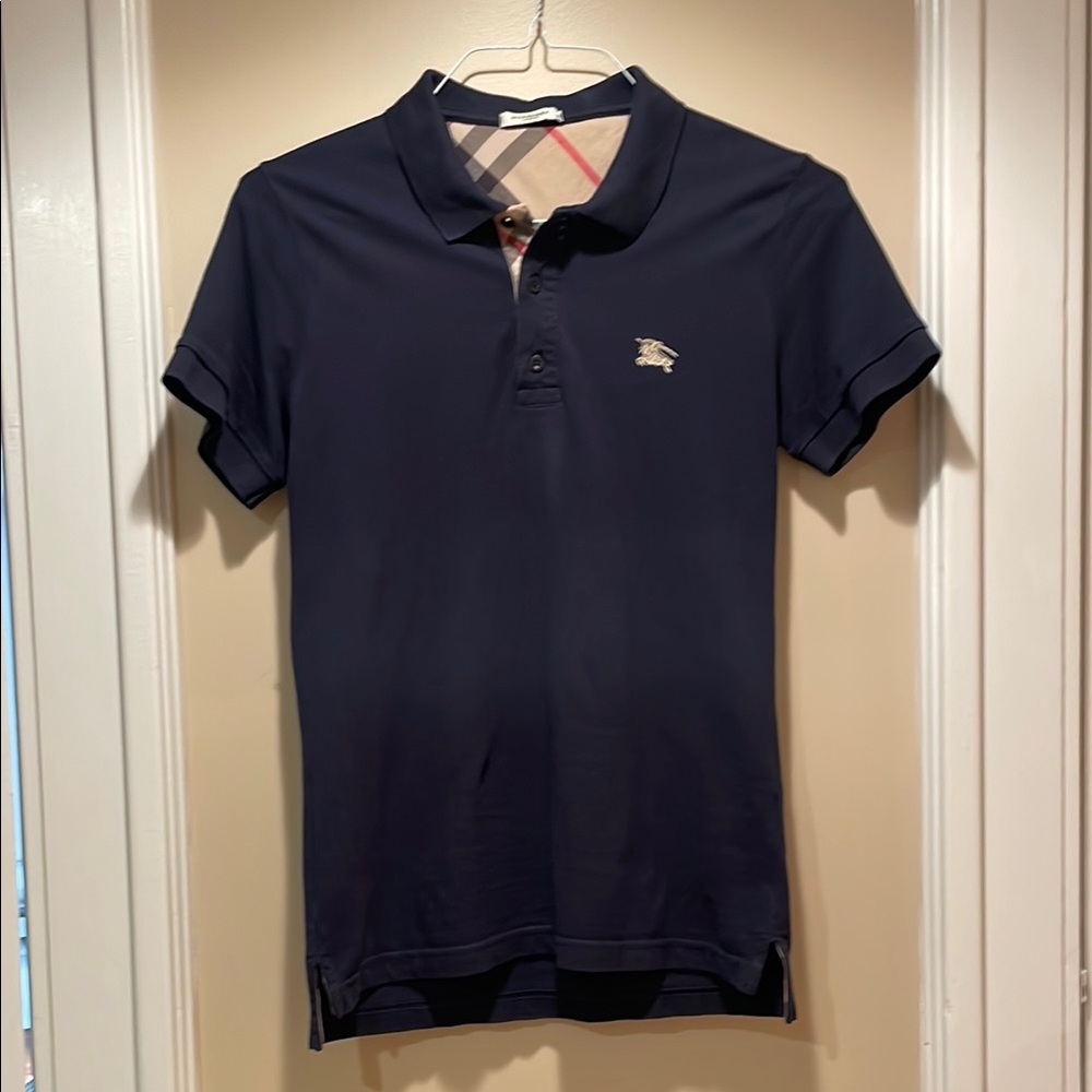 Burberry Dark Blue Cotton Polo Shirt